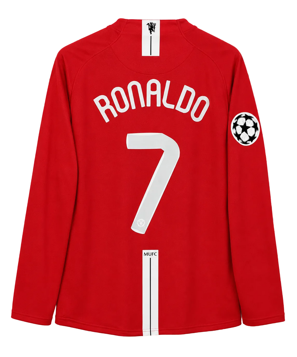 2008 Manchester United F.C. Ronaldo #7 Home Long Sleeve Jersey - Retro Soccer Shirt