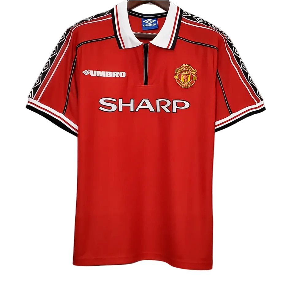 Red sports jersey with visible branding on a gray background