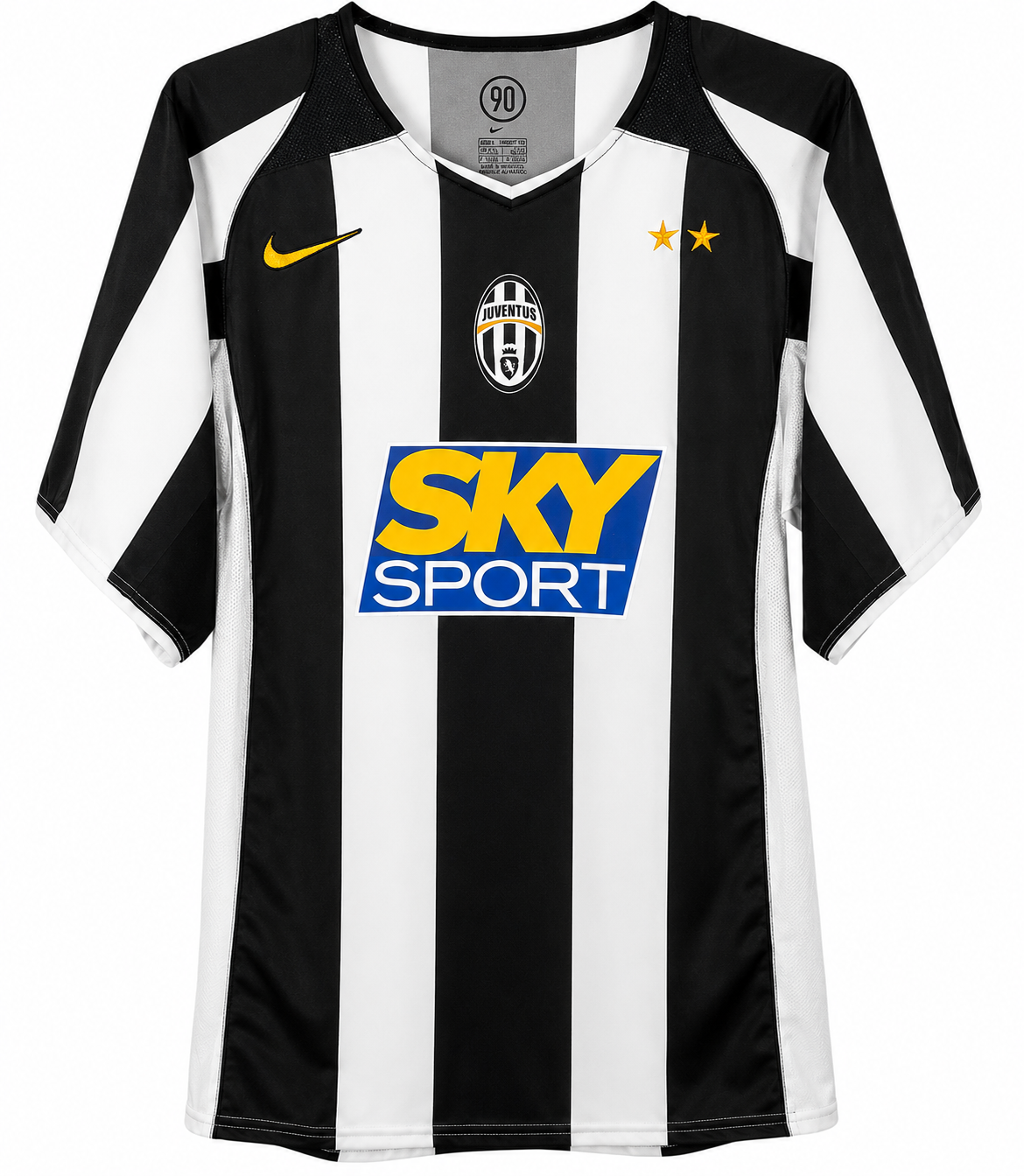 Black and white striped sports jersey with Nike and Sky Sport logos on a white background