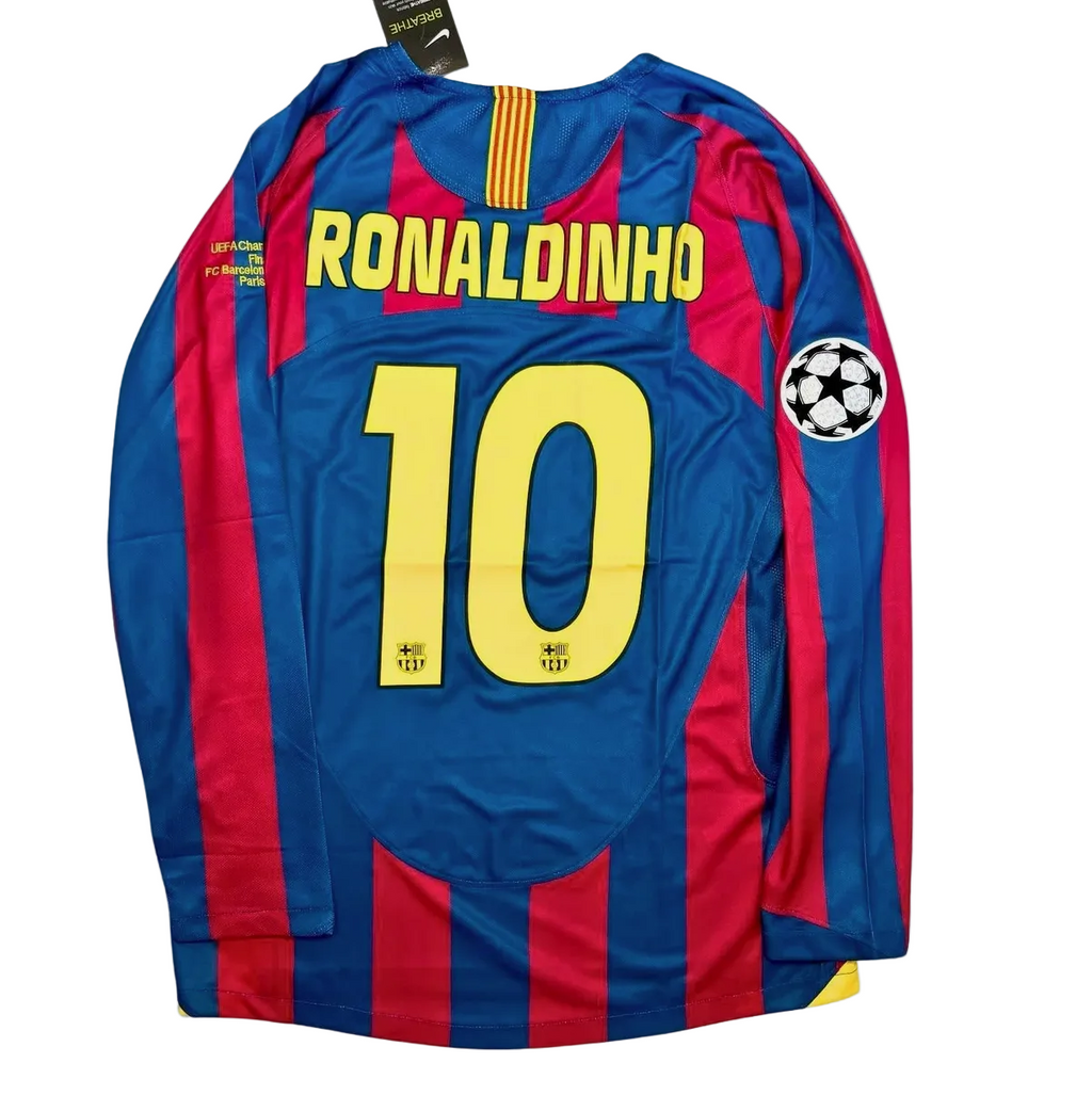 2005/2006 FC Barcelona Ronaldinho #10 Long Sleeve Home Jersey - Retro Soccer Shirt