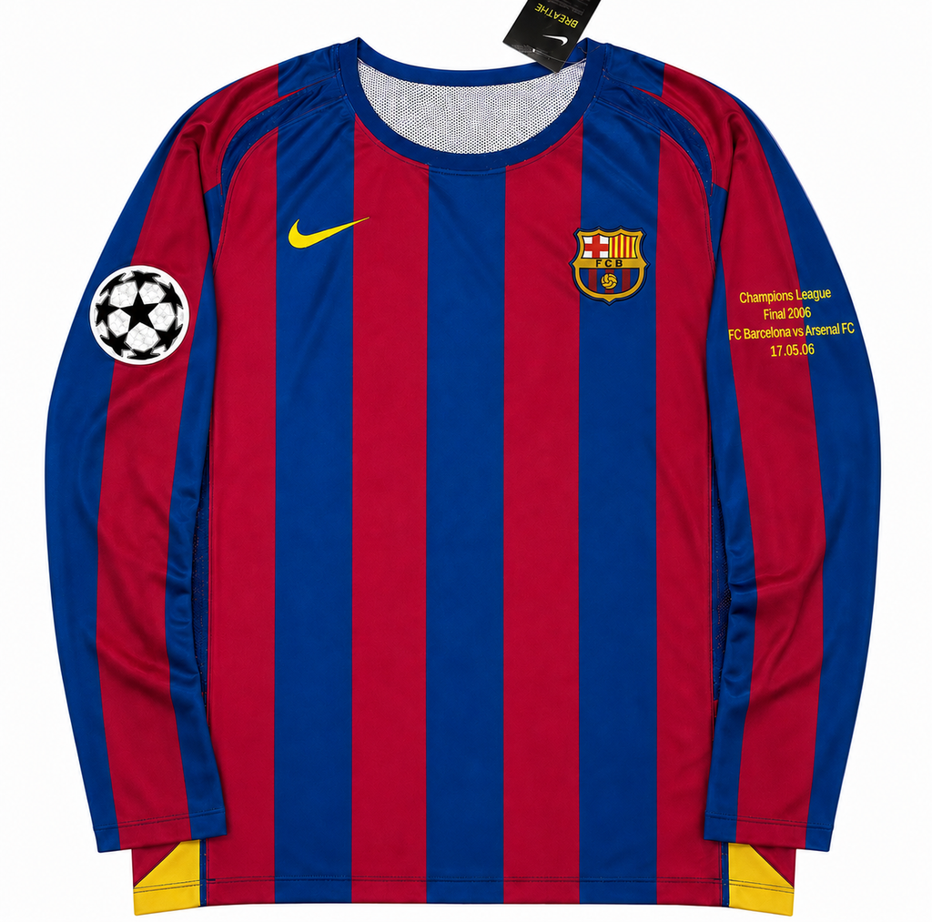2005/2006 FC Barcelona Ronaldinho #10 Long Sleeve Home Jersey - Retro Soccer Shirt