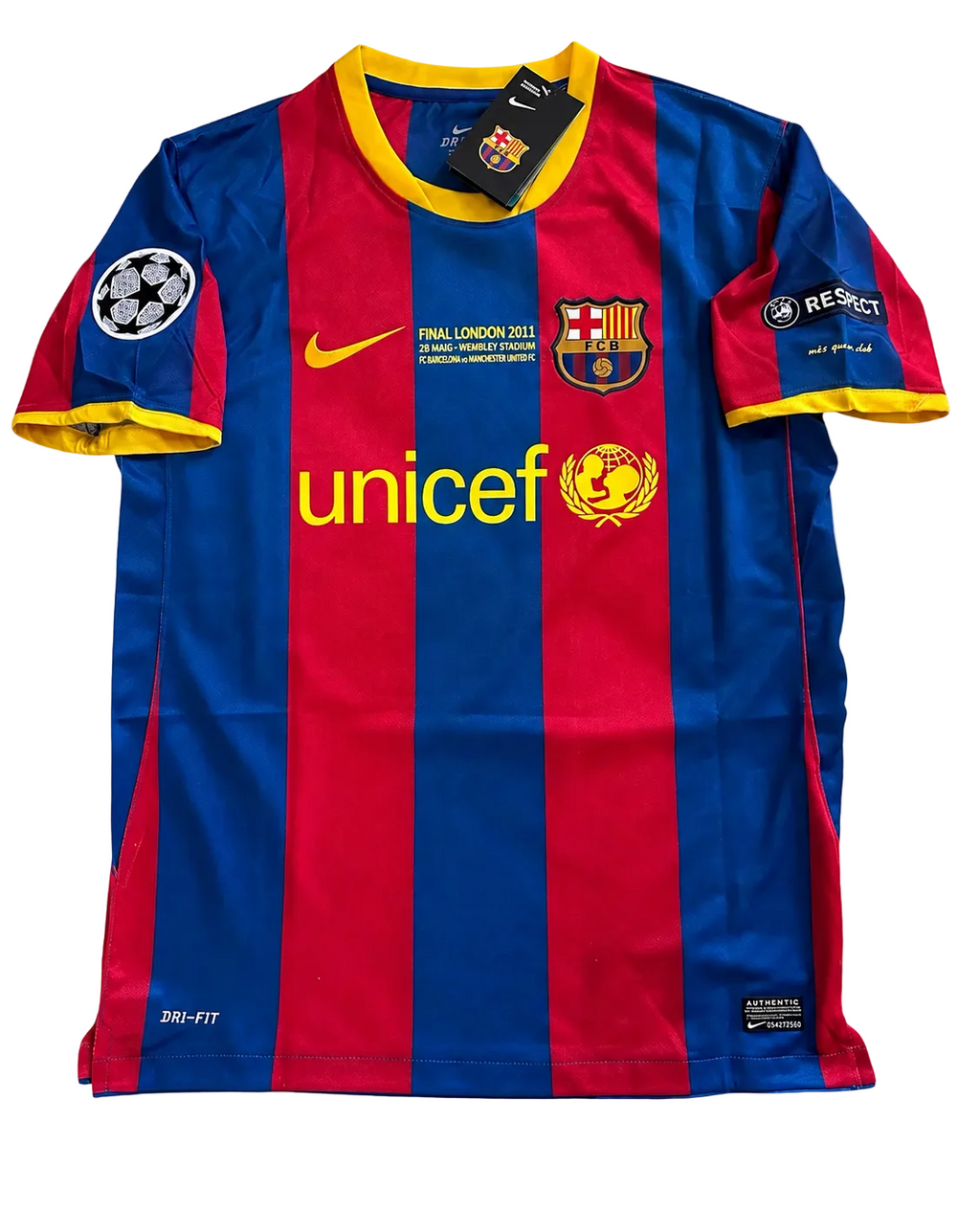 Blue and red sports jersey with Nike and Unicef logos on a white background