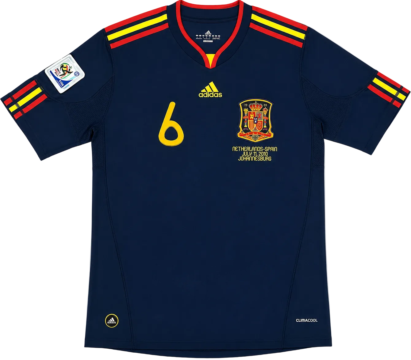 2010 Spain Iniesta #6 Away Jersey – Retro Soccer Shirt