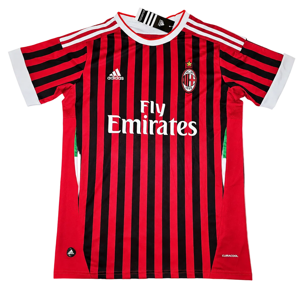 Red and black striped sports jersey with Adidas logo on a white background