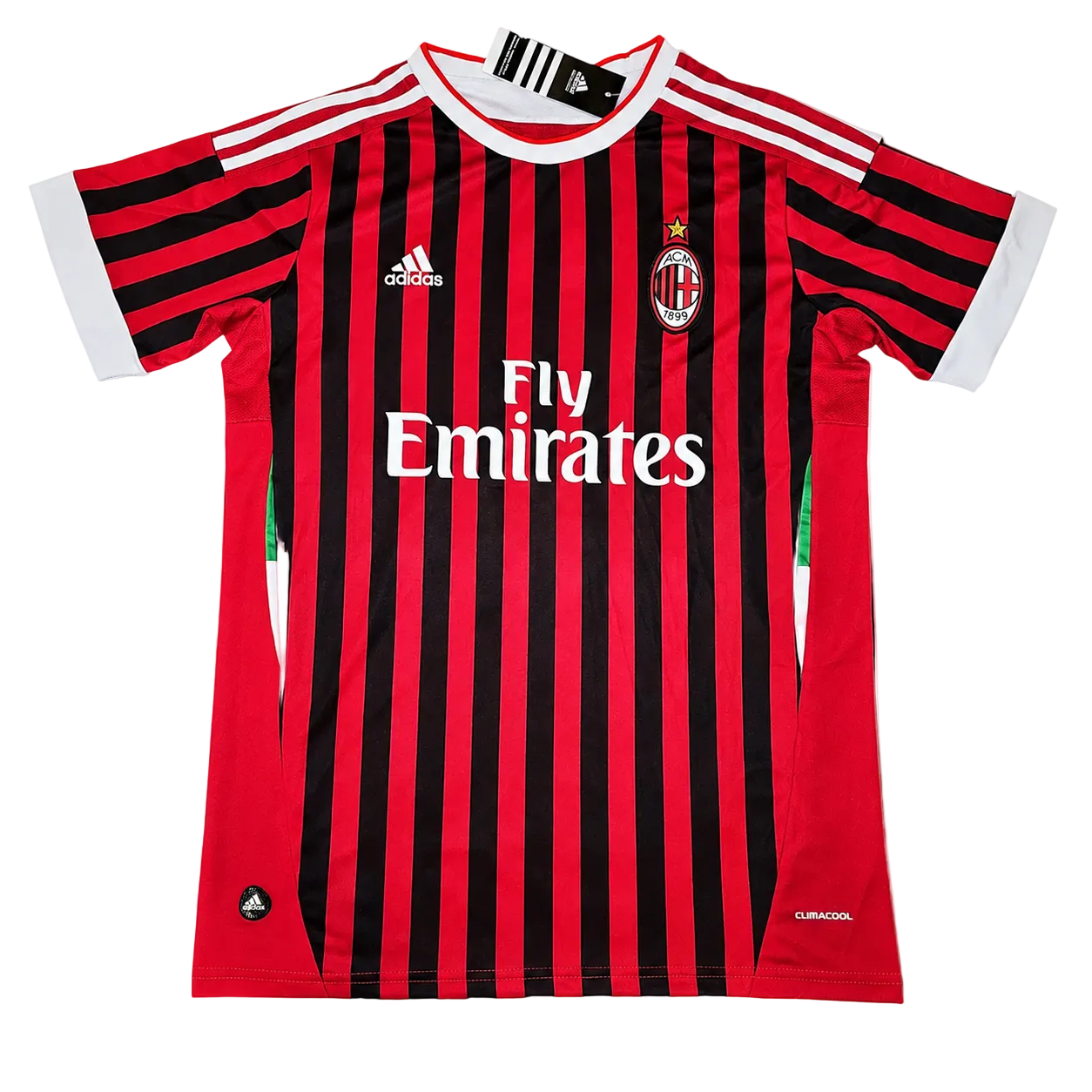 Red and black striped sports jersey with Adidas logo on a white background