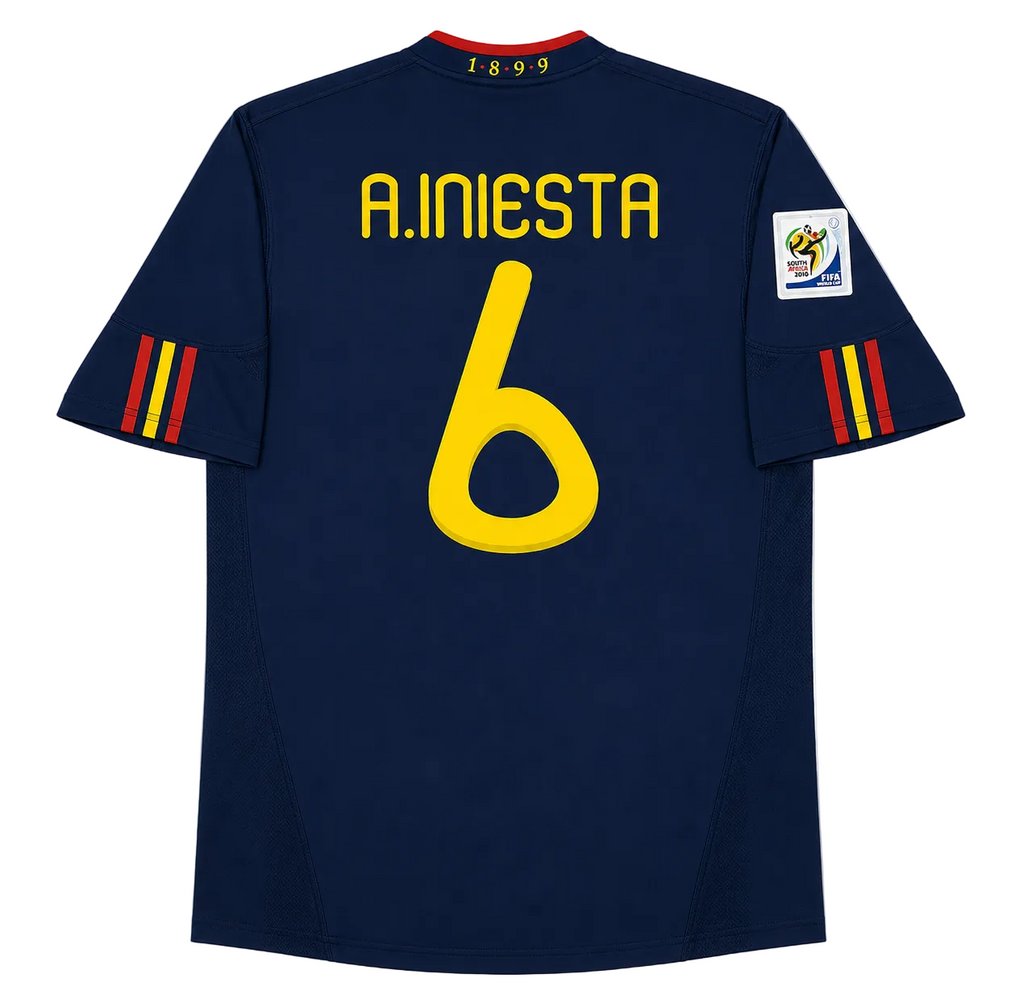 2010 Spain Iniesta #6 Away Jersey – Retro Soccer Shirt