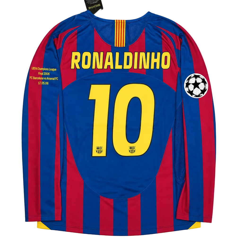 2005/2006 FC Barcelona Ronaldinho #10 Long Sleeve Home Jersey - Retro Soccer Shirt