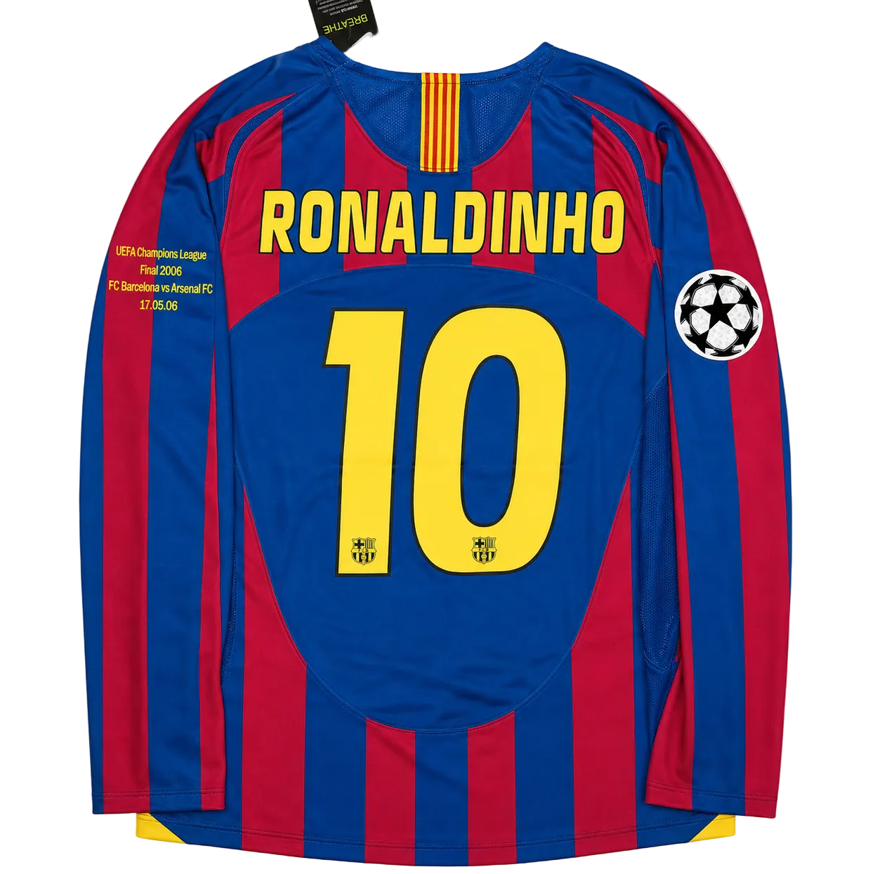 2005/2006 FC Barcelona Ronaldinho #10 Long Sleeve Home Jersey - Retro Soccer Shirt