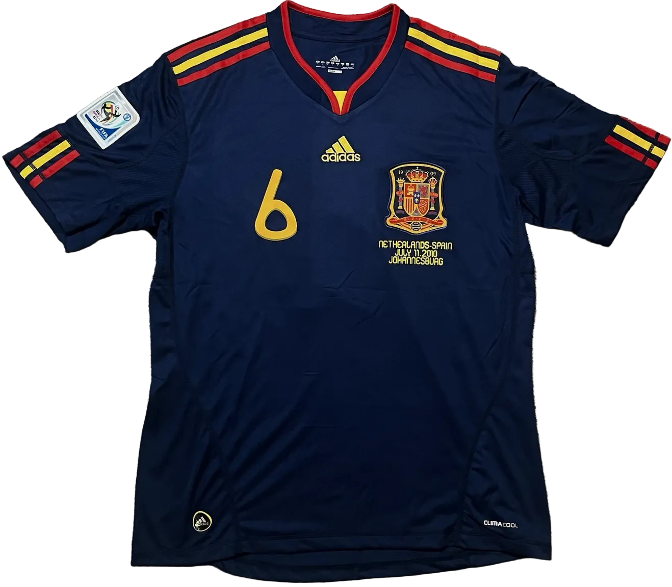 2010 Spain Iniesta #6 Away Jersey – Retro Soccer Shirt