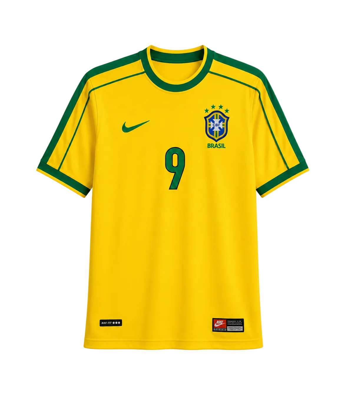 1998 Brazil Ronaldo #9 Home Jersey – Retro Soccer Shirt